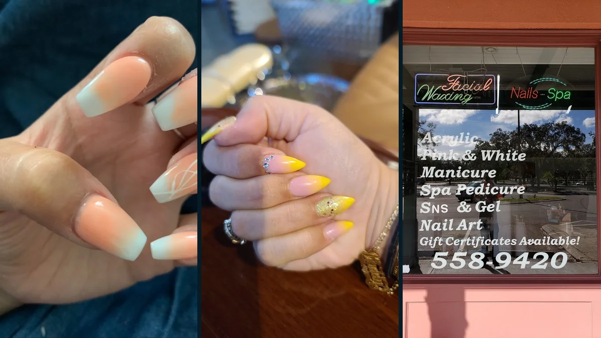 Spa pedicure setup with foot soak and polish tools.