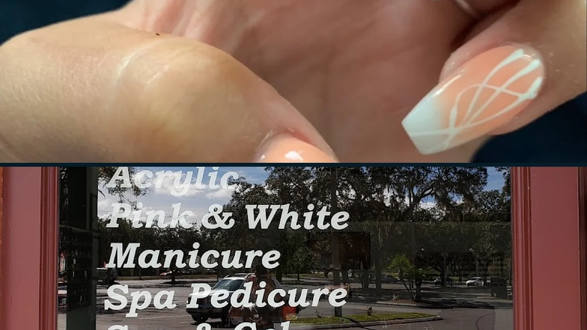 Close view of gel nails with a fresh glossy finish.