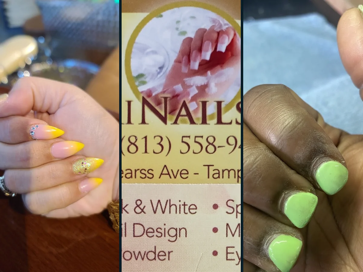 Waxing and nail service area inside a nail salon.